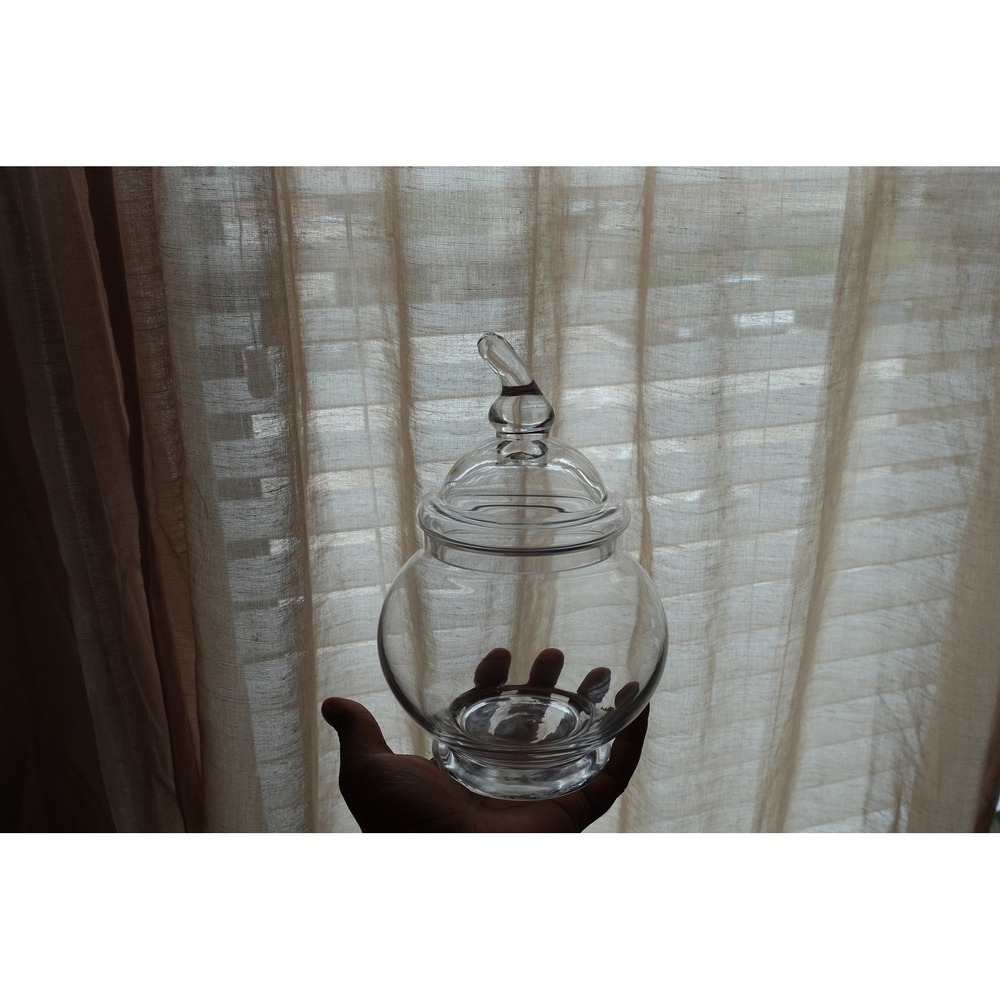 Vintage 8‎ inches clear glass apothecary jar with lid - Picture 6 of 9